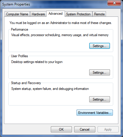 install windows maven variables environment remove settings bash git gcc system setting icons desktop around box button tech advanced